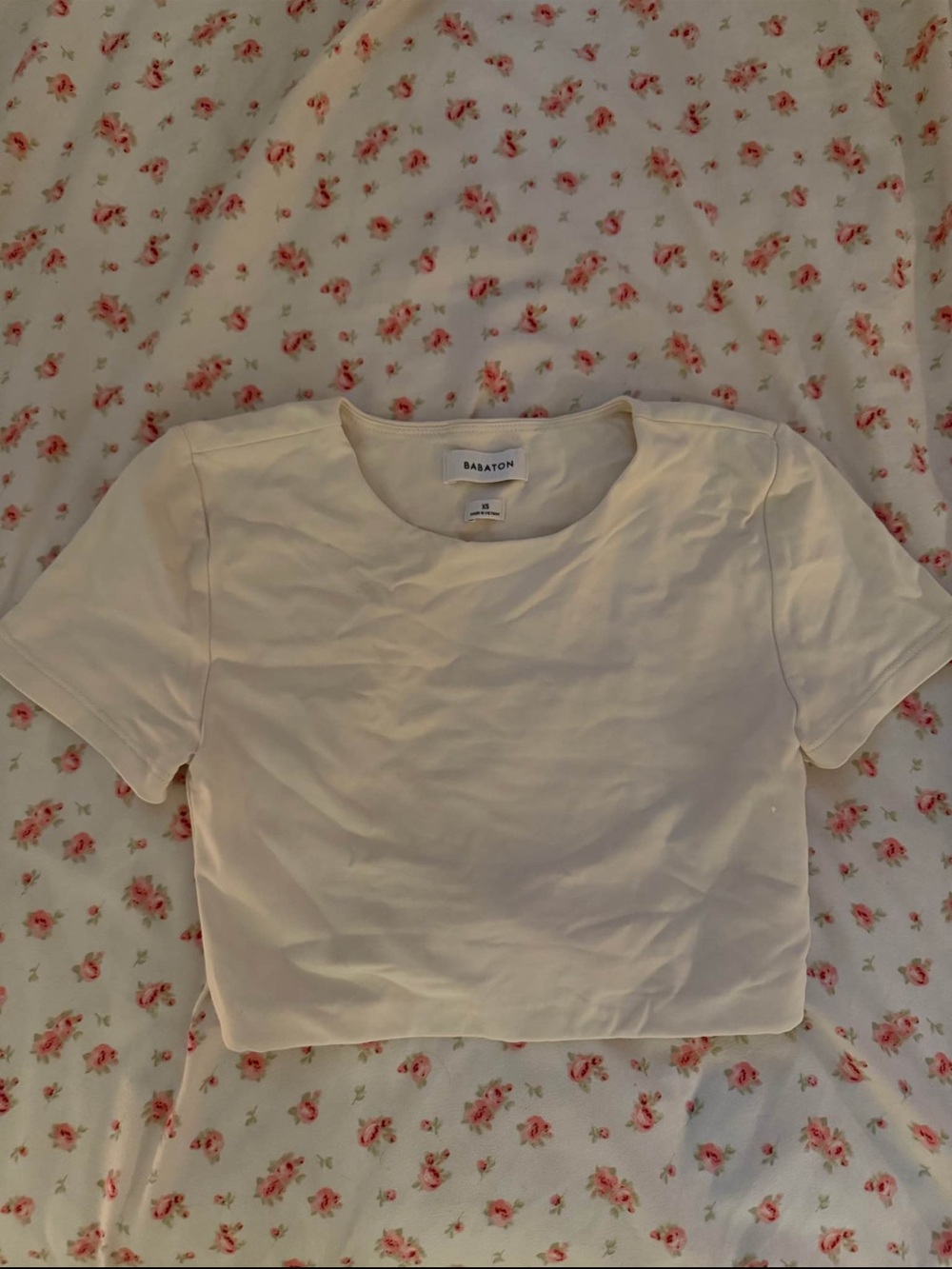 Babaton Cream Cropped Crewneck Tee